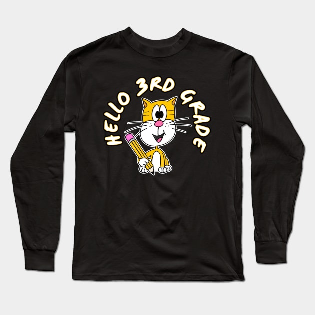 Hello 3rd Grade Cat Back To School 2022 Long Sleeve T-Shirt by doodlerob